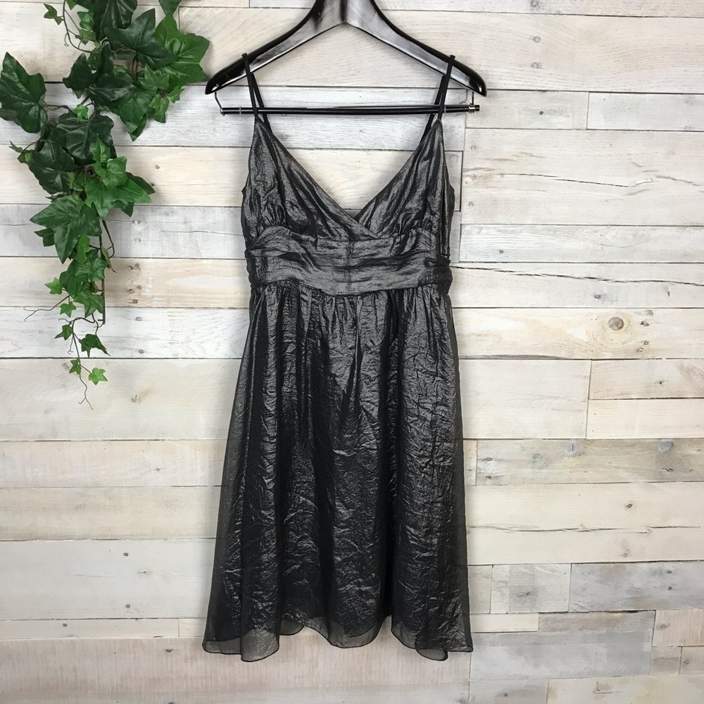 Studio M Silver Silk Flare Tank Dress Medium